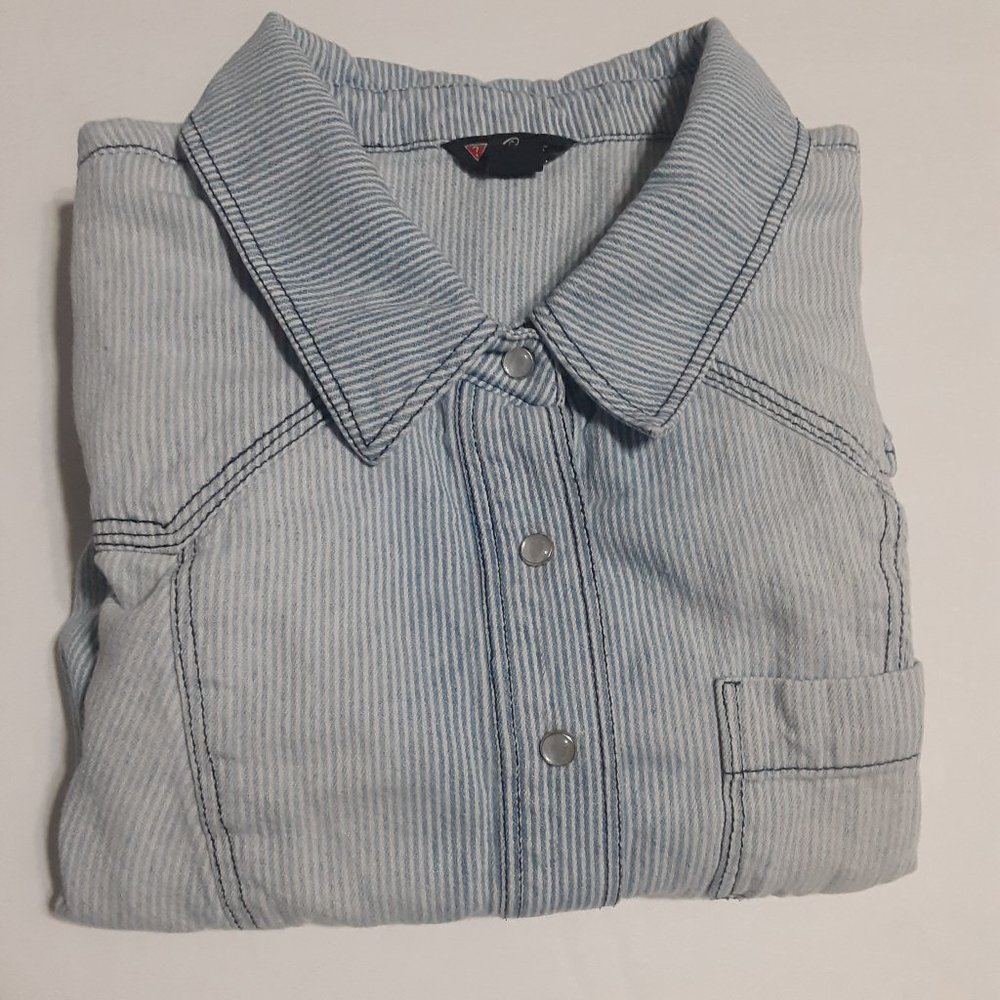 Guess Women's Western Pearl Snap Button Long Sleeve Button Up Shirt Size S